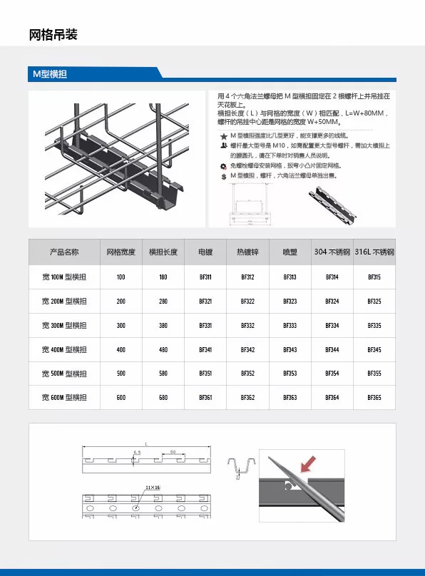 Ceiling Hanging Kits for Wire Mesh Cable Tray