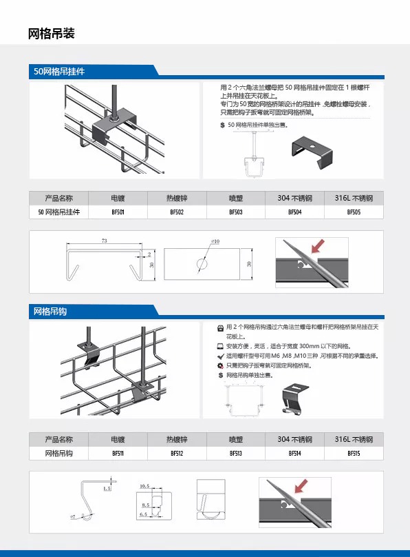 Ceiling Hanging Kits for Wire Mesh Cable Tray