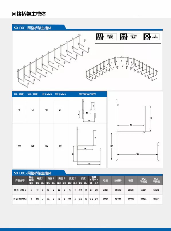 Wire Mesh Cable Tray SX Series (A01-E04)